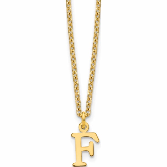 Ss/Gold Plated Sterling Silver Gold-Plated Cutout Letter F Initial Necklace Made In United States -Jewelry By Sweet Pea