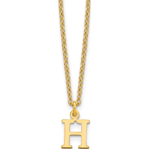 Ss/Gold Plated Sterling Silver Gold-Plated Cutout Letter H Initial Necklace Made In United States xna727gp/h