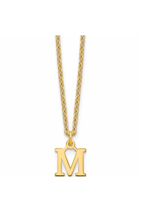 Ss/Gold Plated Sterling Silver Gold-Plated Cutout Letter M Initial Necklace Made In United States -Jewelry By Sweet Pea