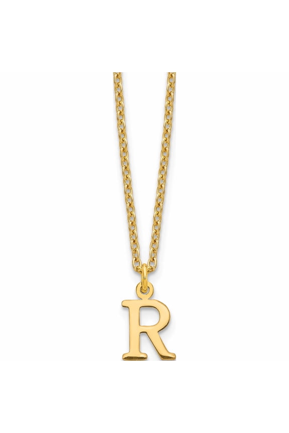 Ss/Gold Plated Sterling Silver Gold-Plated Cutout Letter R Initial Necklace Made In United States -Jewelry By Sweet Pea