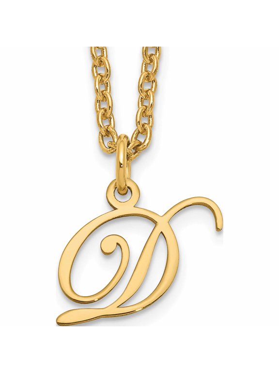 Sterling Silver Gold-plated Letter D Initial Necklace