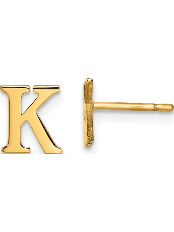 Sterling Silver Gold-plated Letter K Initial Post Earrings