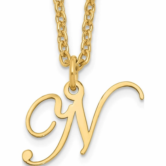 Ss/Gold Plated Sterling Silver Gold-Plated Letter N Initial Necklace Made In United States -Jewelry By Sweet Pea