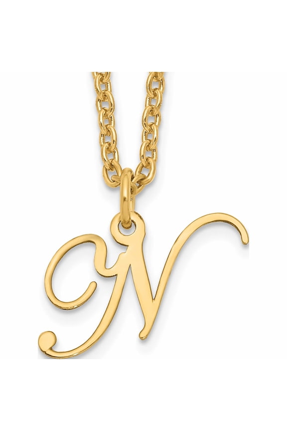 Ss/Gold Plated Sterling Silver Gold-Plated Letter N Initial Necklace Made In United States -Jewelry By Sweet Pea
