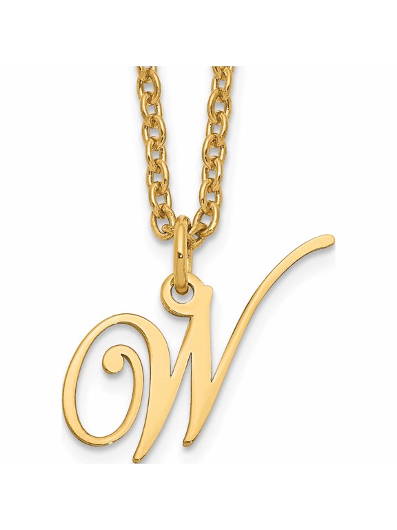Sterling Silver Gold-plated Letter W Initial Necklace