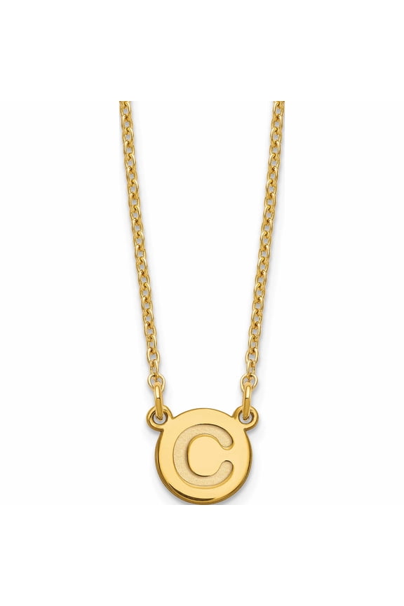 Ss/Gold Plated Sterling Silver Gold-Plated Tiny Circle Block Letter C Initial Necklace Made In United States -Jewelry By Sweet Pea