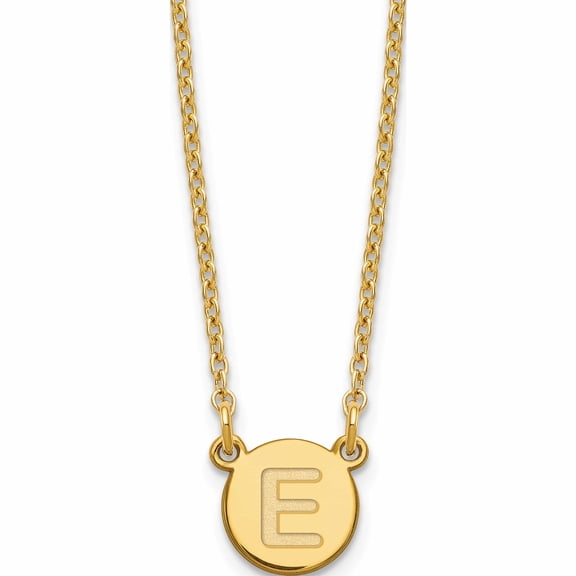 Ss/Gold Plated Sterling Silver Gold-Plated Tiny Circle Block Letter E Initial Necklace Made In United States -Jewelry By Sweet Pea