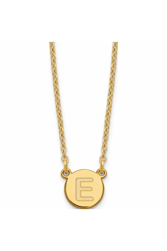 Sterling Silver Gold-plated Tiny Circle Block Letter E Initial Necklace