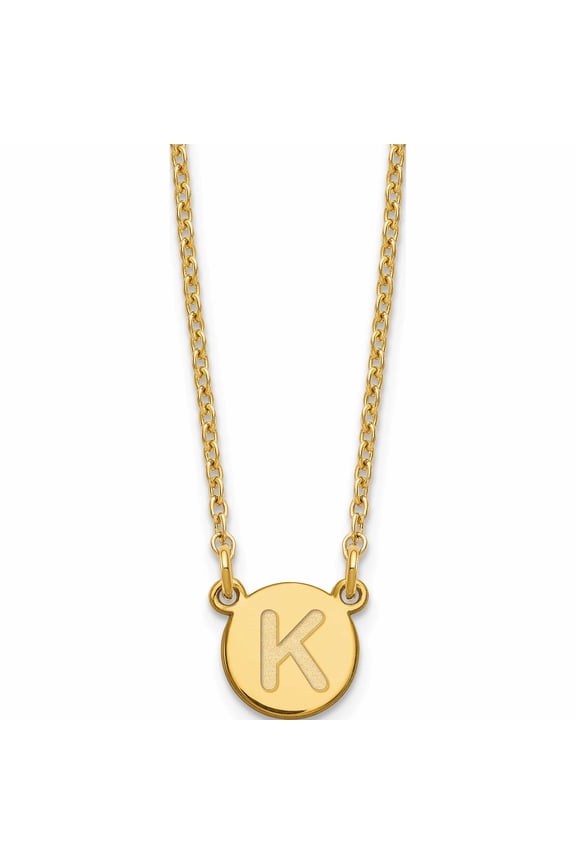 Sterling Silver Gold-plated Tiny Circle Block Letter K Initial Necklace