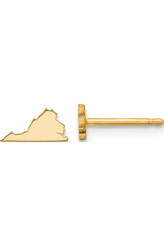 Ss/Gold Plated Sterling Silver/Gold-Plated Virginia State Earrings (4.27 X 8.48) Made In United States xne50gp-va