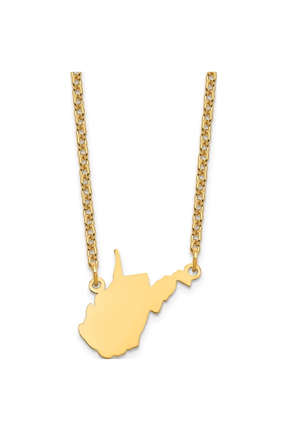 Ss/Gold Plated Sterling Silver/Gold-Plated West Virginia State Necklace Made In United States xna706gp-wv