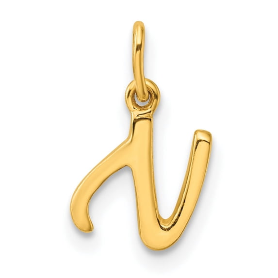 Ss/Gold Plated Sterling Silver Gold-Tone Polished Letter N Initial Charm (Width 6.45) (Length 14.93) - Jbsp