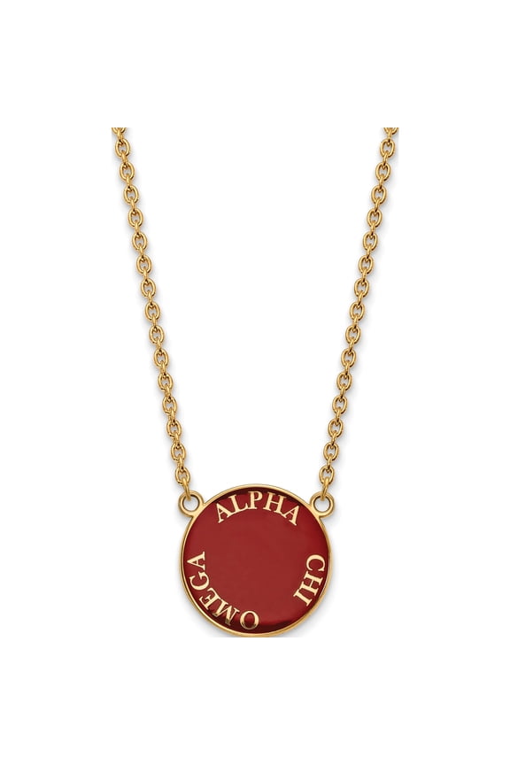Ss/Gold Plated Sterling Silver With Gp Logoart Alpha Chi Omega Large Enl Pend Necklace (18 X 19) Made In United States gp013aco-18
