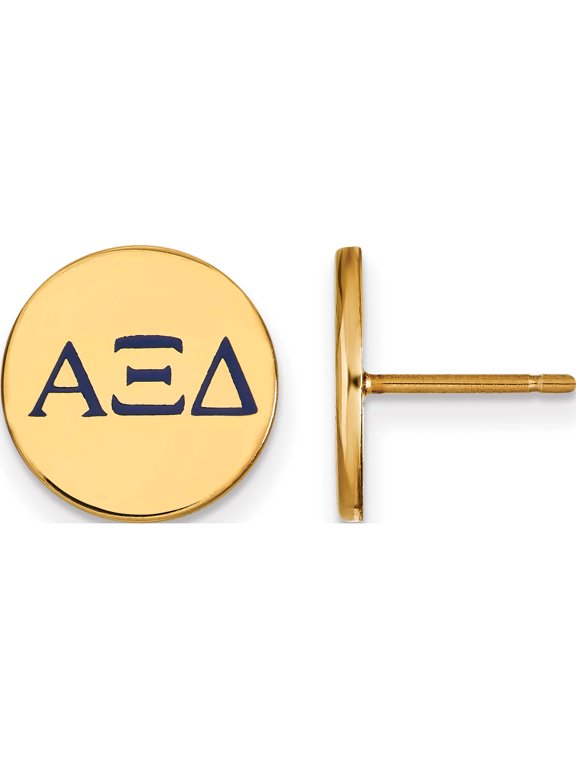 Sterling Silver Gold-plated LogoArt Alpha Xi Delta Sorority Greek Letters Color Enamel Post Earrings