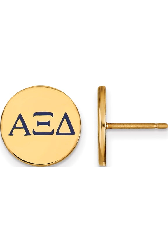 Ss/Gold Plated Sterling Silver With Gp Logoart Alpha Xi Delta Enameled Post Earrings (12 X 12) Made In United States gp032axd