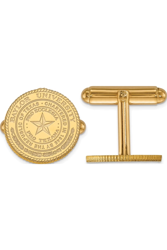 Ss/Gold Plated Sterling Silver With Gp Logoart Baylor University Crest Cuff Link (15 X 15) Made In United States gp040bu