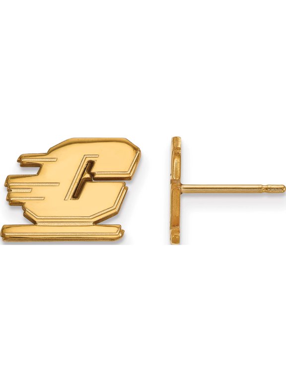 Sterling Silver Gold-plated LogoArt Central Michigan University Letter C Extra Small Post Earrings