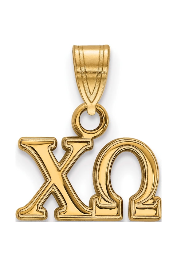 Sterling Silver Gold-plated LogoArt Chi Omega Sorority Greek Letters Small Pendant