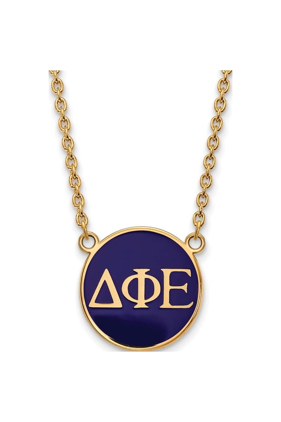 Ss/Gold Plated Sterling Silver With Gp Logoart Delta Phi Epsilon Large Enl Pend Necklace (18 X 19) Made In United States gp030dph-18