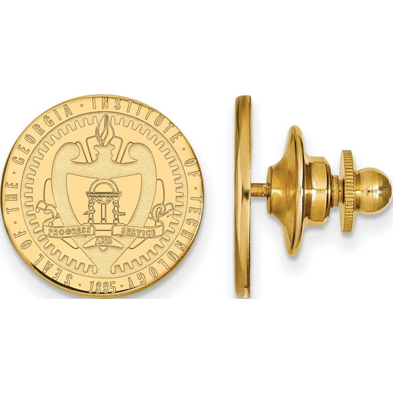 Ss/Gold Plated Sterling Silver With Gp Logoart Georgia Institute Of Technology Crest Lapel Pi (15 X 15) Made In United States gp057gt