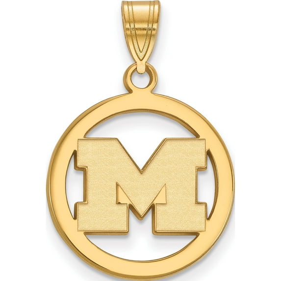 Ss/Gold Plated Sterling Silver With Gp Logoart Michigan (Univ Of) Med Pendant In Circle (25 X 18) Made United States gp030um