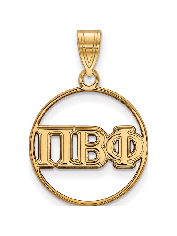 Sterling Silver Gold-plated LogoArt Pi Beta Phi Sorority Greek Letters Medium Circle Pendant