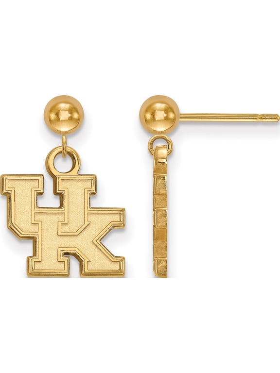 Sterling Silver Gold-plated LogoArt University of Kentucky U-K Dangle Ball Post Earrings