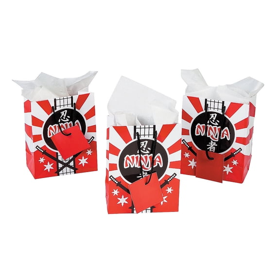 Ss Sm Ninja Warrior Gift Bag (Dz) - Party Supplies - 12 Pieces