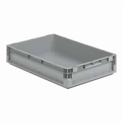 Solid & Stackable Straight Wall Storage Container, 2.9 gal, 16 in L x 12 in W x 5 in H, Gray
