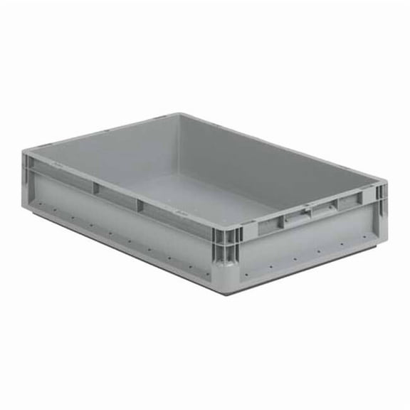 Solid & Stackable Straight Wall Storage Container, 2.9 gal, 16 in L x 12 in W x 5 in H, Gray