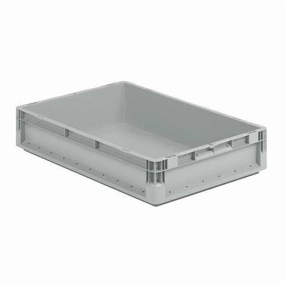 Solid & Stackable Straight Wall Storage Container, 6.1 gal, 24 in L x 16 in W x 5 in H, Gray