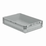 Solid & Stackable Straight Wall Storage Container, 6.1 gal, 24 in L x 16 in W x 5 in H, Gray