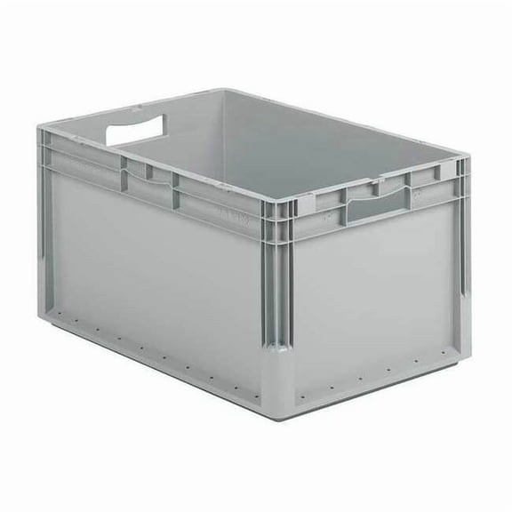 Solid & Stackable Straight Wall Storage Container, 16.9 gal, 24 in L x 16 in W x 13 in H, Gray