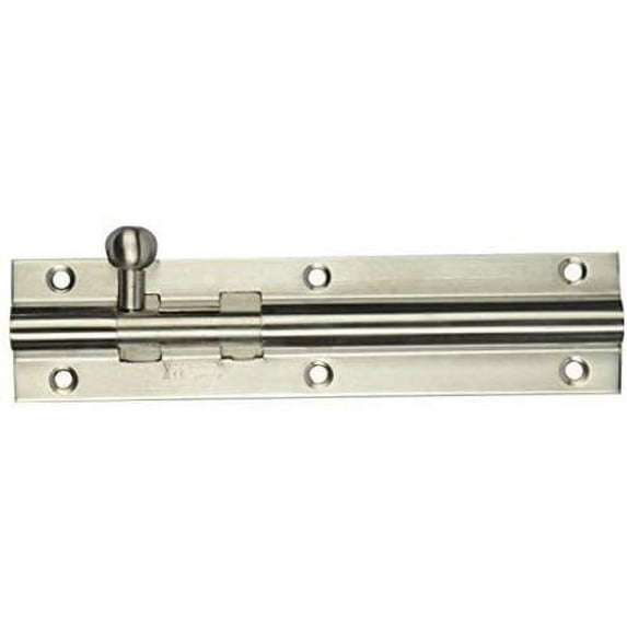 Ssiskcon 10mm x 12" inch Barrel Bolt Stainless Steel Long Door Surface Dutch Slide Lock Interior Sliding Latch (With Screws) Satin Ball Knob Heavy 32D(630) Round Section Defender Security(Pack Of 1)