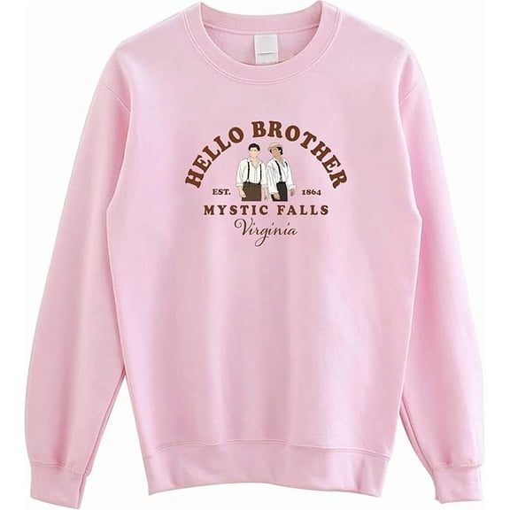 SsofieStore Hello Brother Mystic Falls Virginia Sweatshirt - Salva.tore Vampire Dia.ries Sweatshirt