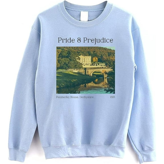 SsofieStore Pride and Prejudice Sweatshirt - Pemberley House Derbyshire Sweater, Jane Austen Bookish Crewneck