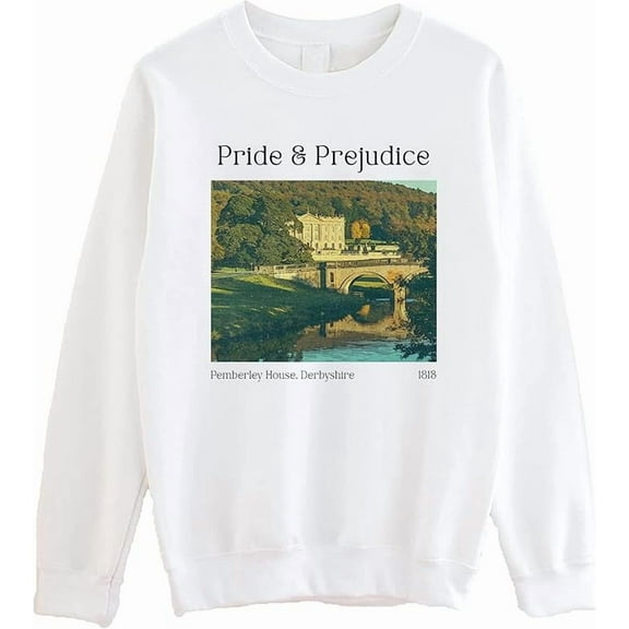 SsofieStore Pride and Prejudice Sweatshirt - Pemberley House Derbyshire Sweater, Jane Austen Bookish Crewneck