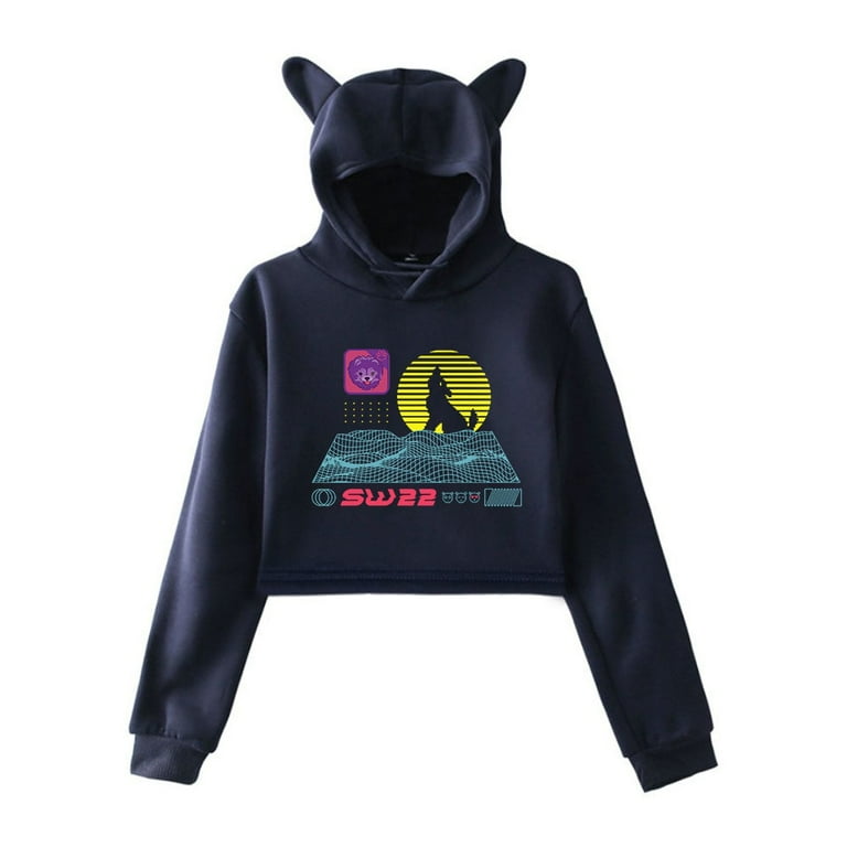 Cat ear cropped clearance hoodie