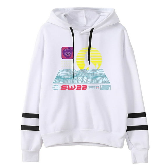 SssniperWolf Synthwave Logo Merch Hoodie unisex, no pocket, double bar sleeves, sports shirt, street wear