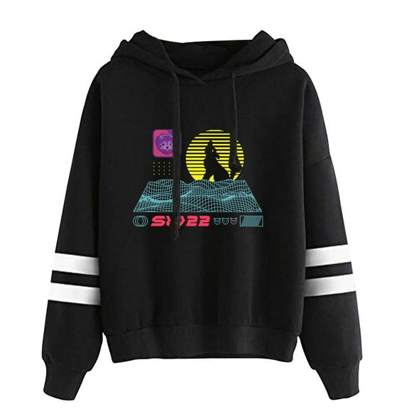 SssniperWolf Synthwave Logo Merch Hoodie unisex, no pocket, double bar sleeves, sports shirt, street wear