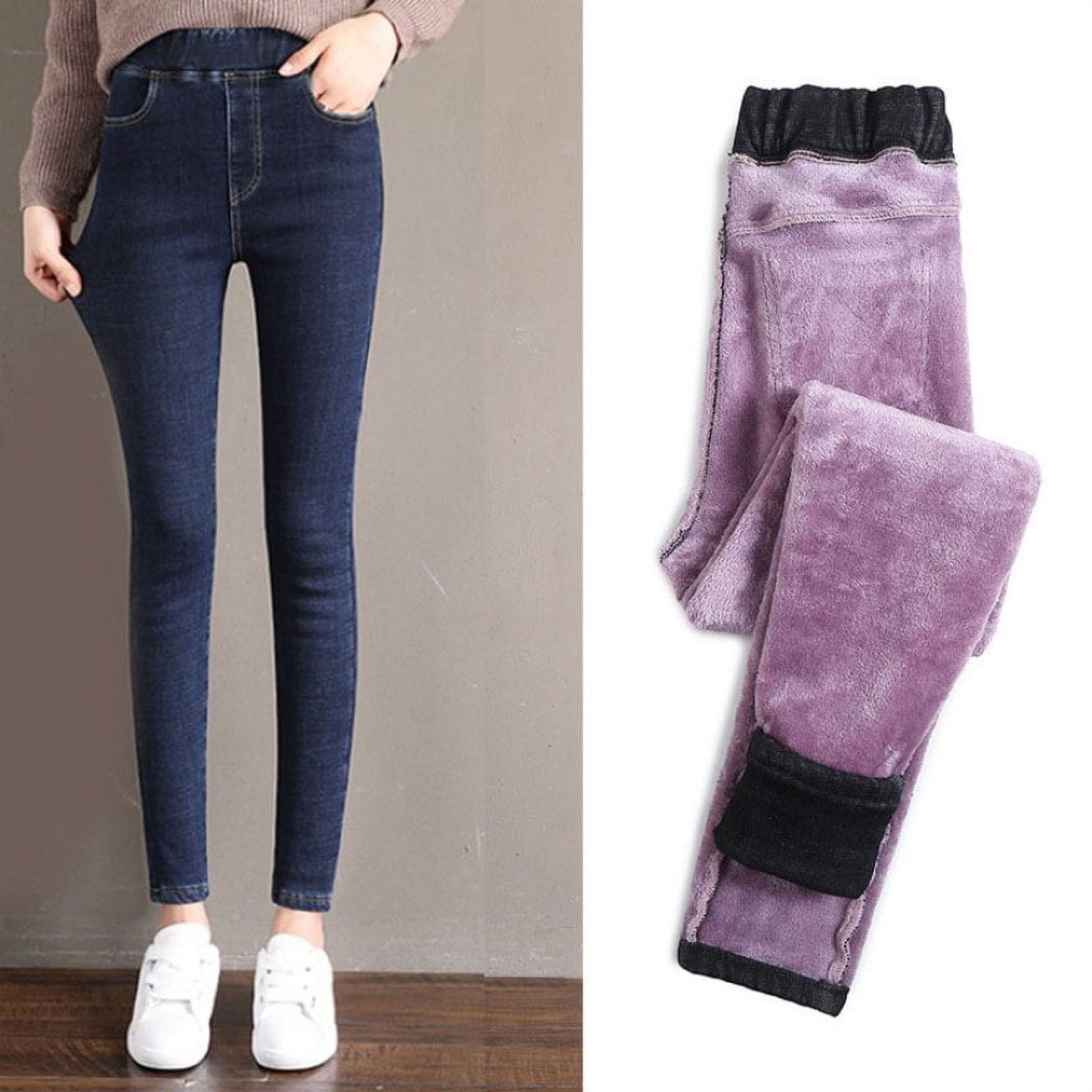Ssxinyu Double Fleece Thermal Jeggings Warm Pants Jean Winter Warm Pants  for Women Girl