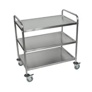 St-3 - 37" Three Flat Large Shelves Utility Cart - Stainless Steel