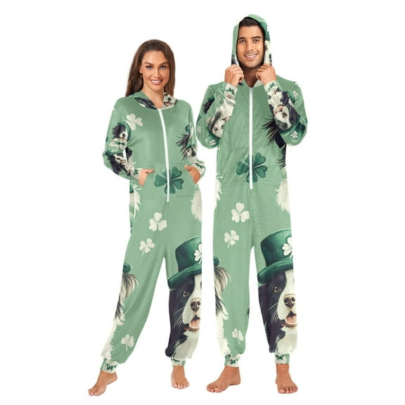 St Adult Onesie Pajamas Slim Fit Christmas One Piece Suit Pjs for Women and Men Hooded Zipper