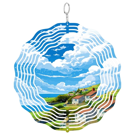 St Agnes Cornwall Coast 3D Wind Spinner Kinetic Hanging Yard Art Outdoor Garden Decor UK Mining Heritage Gift