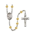thumbnail image 1 of St. Agnes of Rome Silver-Plated Rosary 6mm November Yellow Fire Polished Beads Crucifix Size 1 3/8 x 3/4 medal charm, 1 of 1