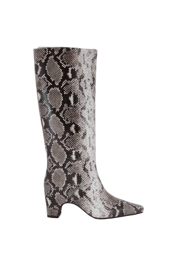 Python Print Leather High Boots, Brand Size 35 ( US Size 5 )