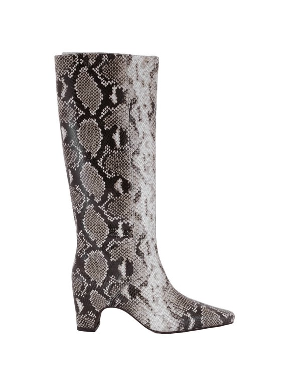 Python Print Leather High Boots, Brand Size 35 ( US Size 5 )