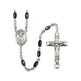 thumbnail image 1 of St. Andrew Kim Taegon Silver-Plated Rosary 8x5mm Black Onyx Beads Crucifix Size 1 3/4 x 1 medal charm, 1 of 1