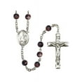 thumbnail image 1 of St. Andrew the Apostle Silver-Plated Rosary 7mm Brown Beads Crucifix Size 1 3/4 x 1 medal charm, 1 of 1