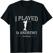 St Andrews Golf Short Sleeve Shirt Gift Golfers Scotland Black 2XL